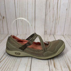 Chaco Brown and Coral Mary Jane Flats